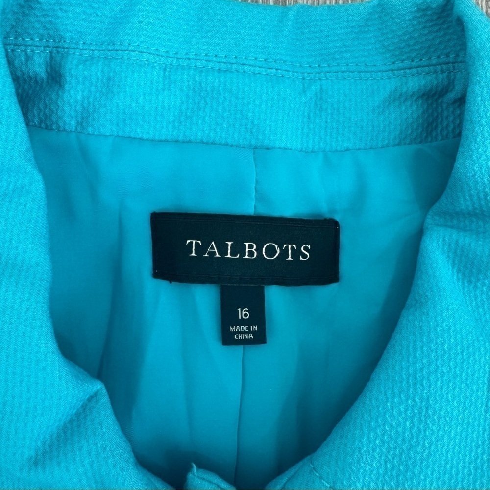 Talbots Turquoise Button Front Blazer Classic Collar Jacket Women’s Size 16 - Picture 4 of 11